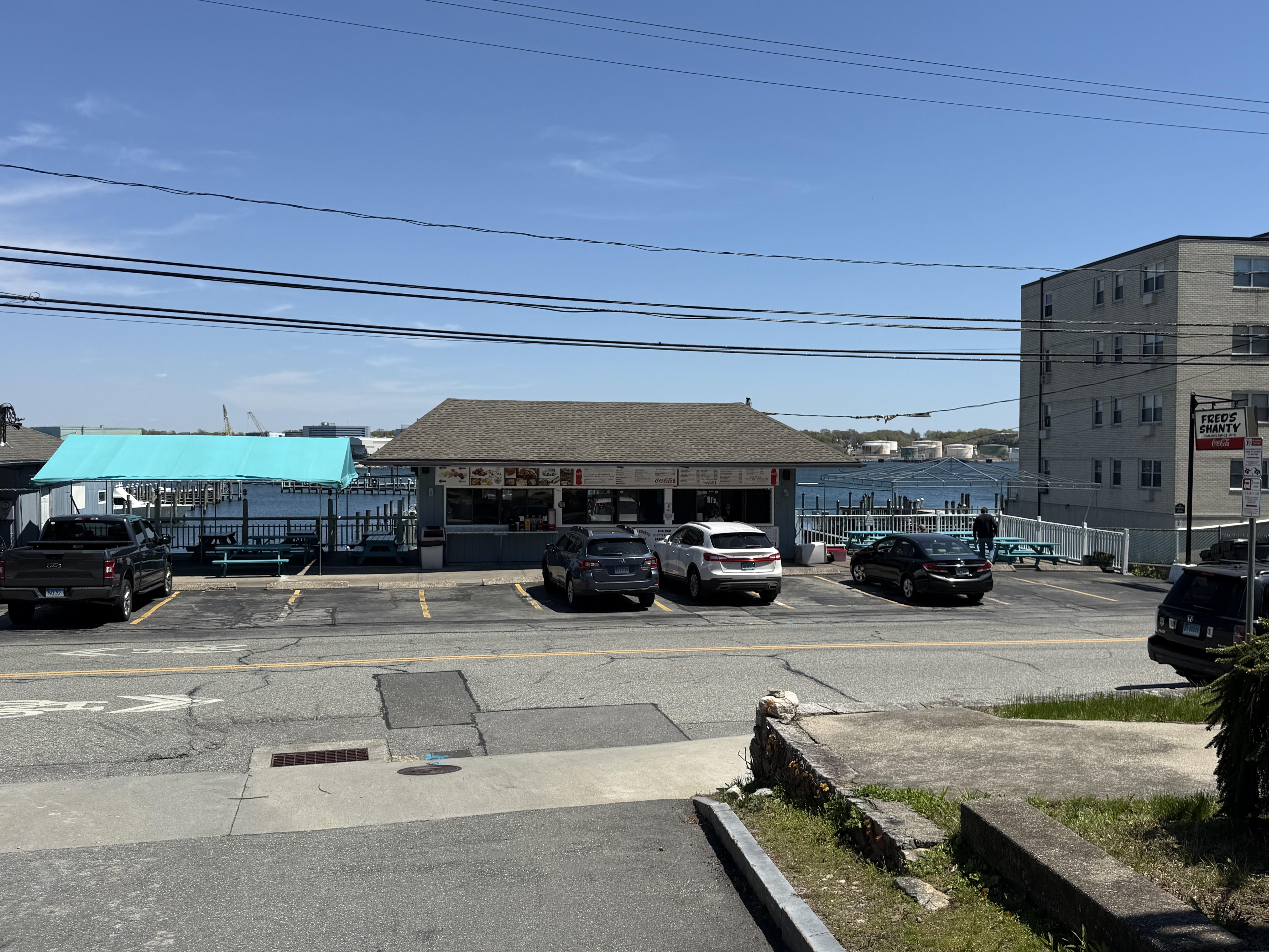 Fred's Shanty waterfront take-out stand in New London, CT